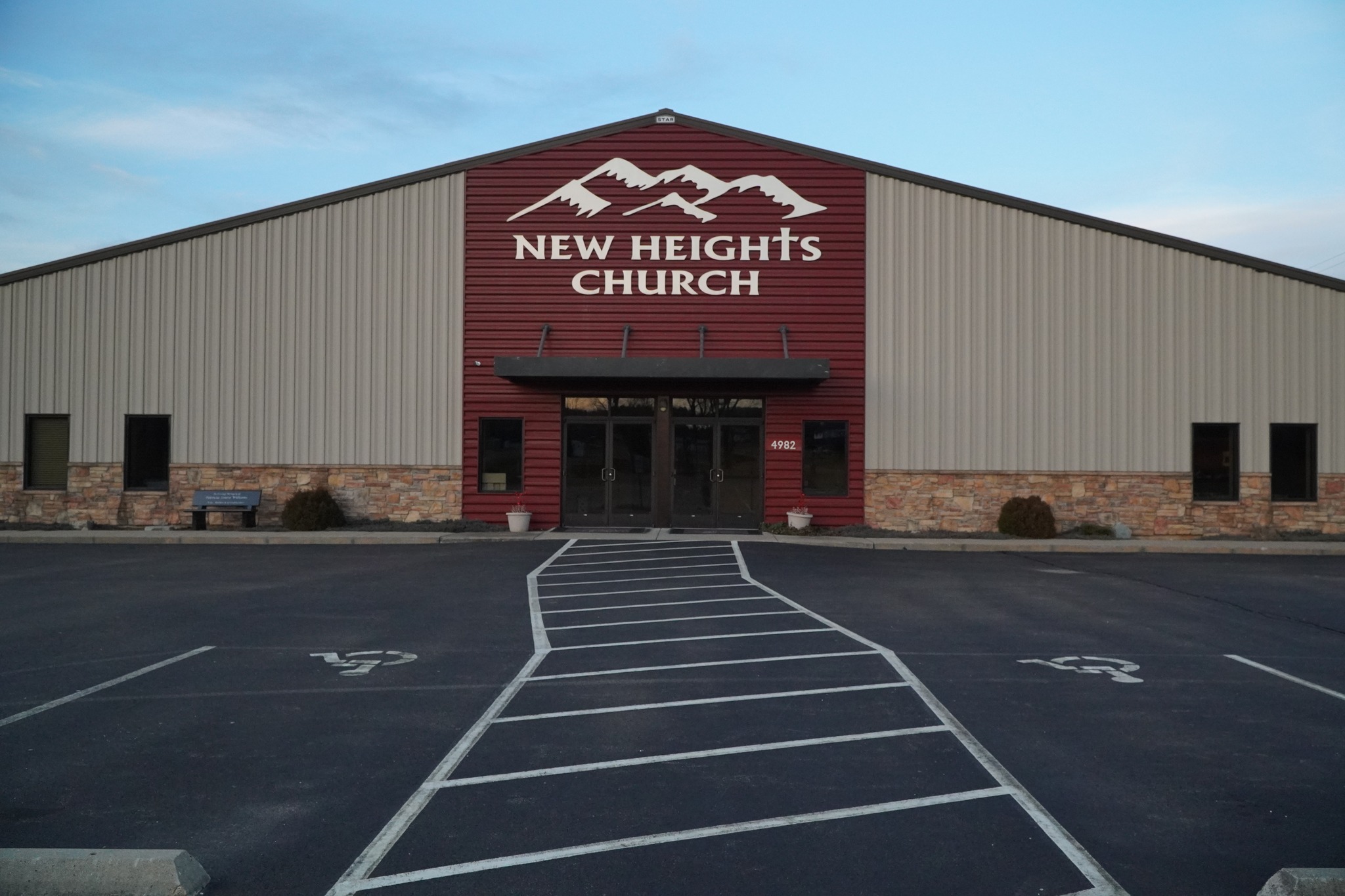 The entrance to New Heights Church in Farmington